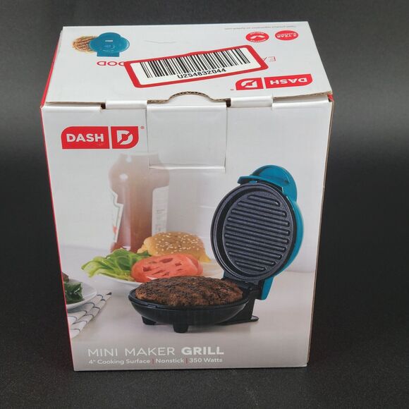 Dash Mini Maker Grill Nonstick 350 Watts Teal Open Box - Picture 2 of 5